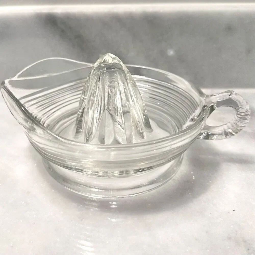 Vintage Glass Citrus Orange Lemon Lime Juicer Clear Ribbed Reamer